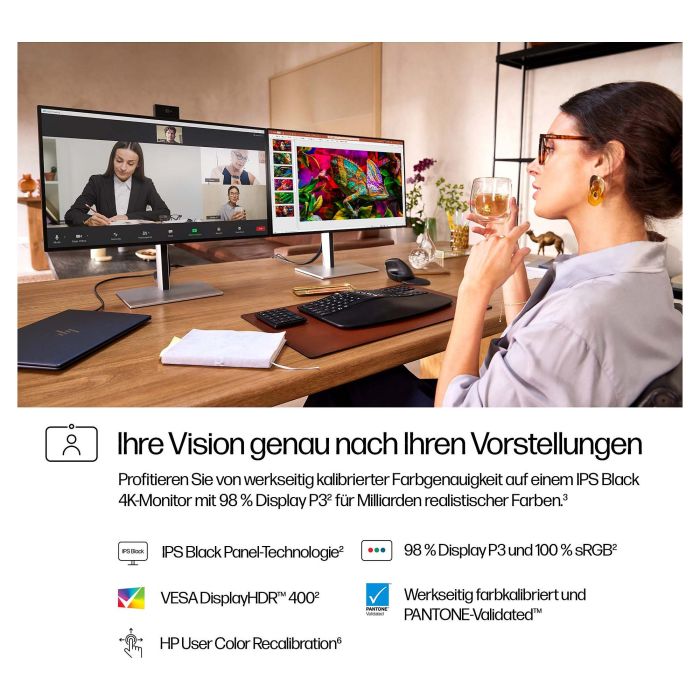 HP 727pm Monitor de Videoconferencia 4K de 27 Pulgadas IPS 3840x2160@60Hz con USB-C, DP y HDMI 2