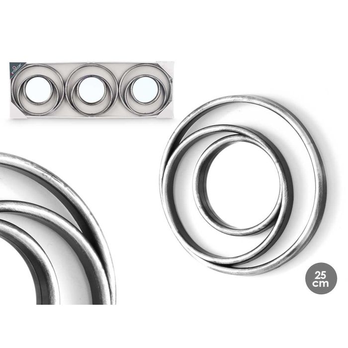 Set 3 Espejos Aros Negro Plateado Giftdecor 76X2CM (8 Unidades) Set 3 Espejos Aros Negro Plateado Giftdecor 76X2CM (8 Unidades)