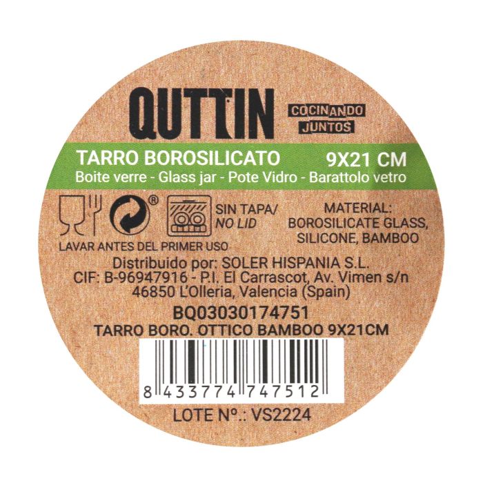Tarro Boro Ottico Bamboo 9x21 cm - Quttin (12 Unidades) 5 Tarro Boro Ottico Bamboo 9x21 cm - Quttin (12 Unidades) 5