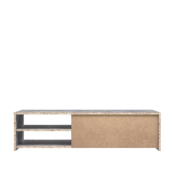 PILVI Mueble de televisión moderno - Hormigón blanco y gris claro - An 120 x P 42,1 x Al 31,8 cm 5 PILVI Mueble de televisión moderno - Hormigón blanco y gris claro - An 120 x P 42,1 x Al 31,8 cm 5