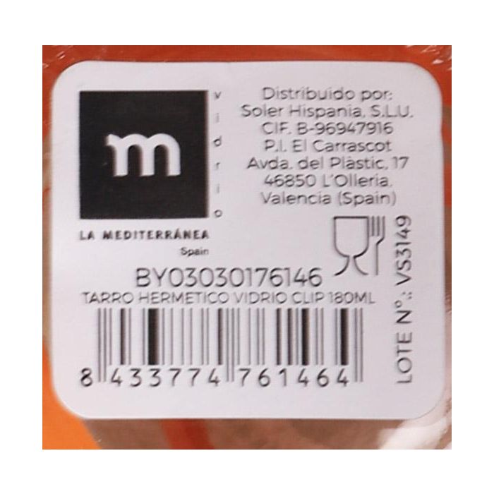 Tarro Hermético de Vidrio Clip 180 ml - La Mediterranea (36 Unidades) 14 Tarro Hermético de Vidrio Clip 180 ml - La Mediterranea (36 Unidades) 14