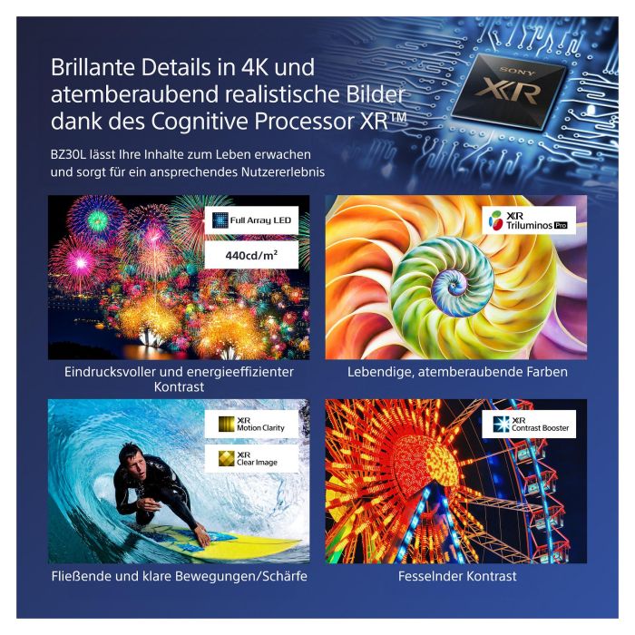 Sony Bravia FW-98BZ30L Monitor Profesional 98" 4K HDR Signage, Full Array LED, 440 Nits, Control IP/RS232, Operación 24/7, 3 Años Garantía