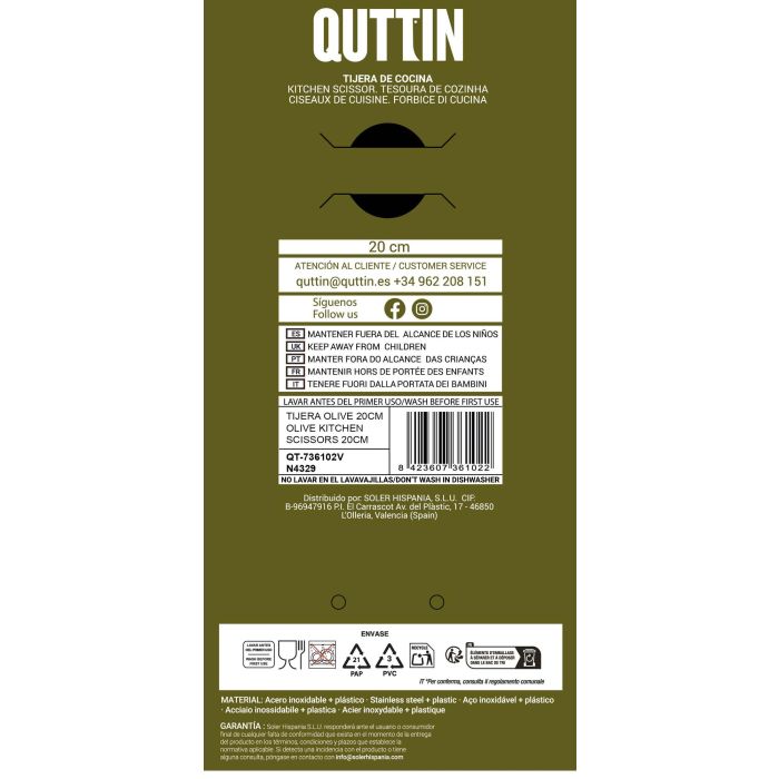 Quttin Tijera Descapotable Sybarite 20 cm (16 Unidades) 1