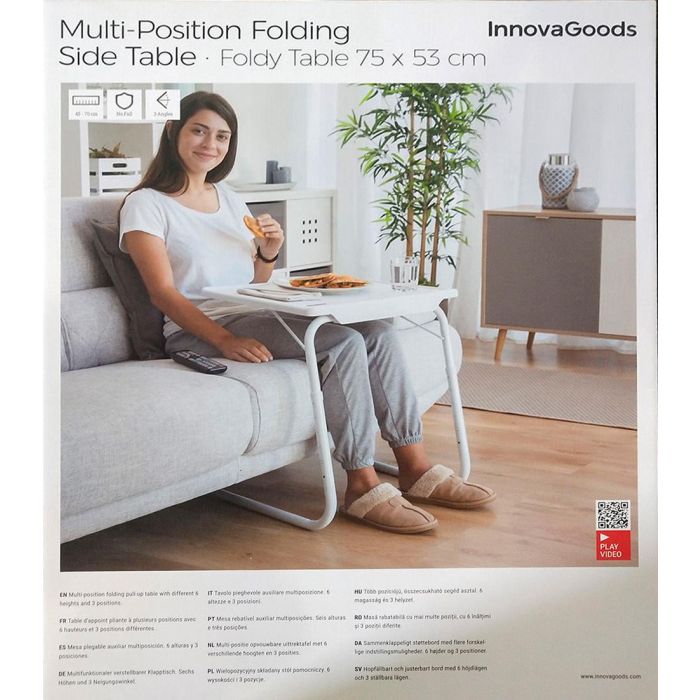 Mesa Plegable Auxiliar Multiposición Foldy Table InnovaGoods 1 Mesa Plegable Auxiliar Multiposición Foldy Table InnovaGoods 1