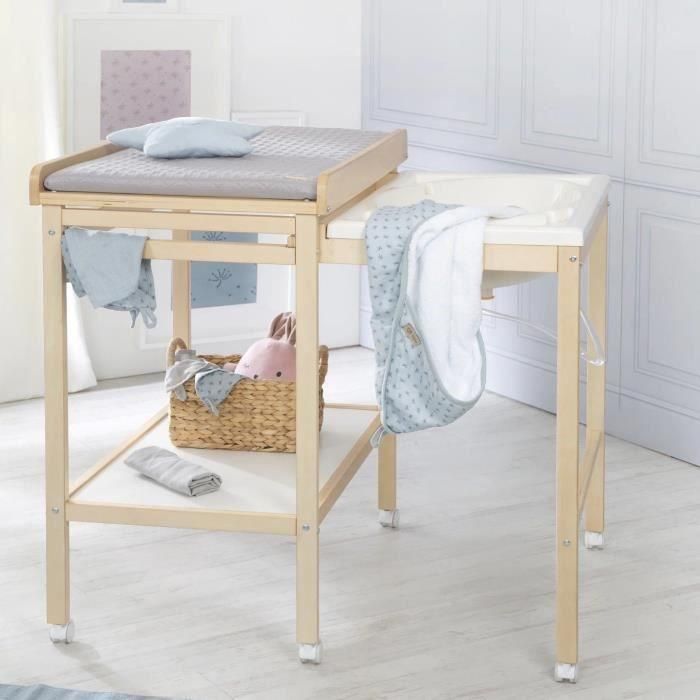 Roba ROB4005317313931 Cambiador con bañera deslizante, colchón hidrófugo estilo Roba Gris, estante de almacenaje, madera natural 1 Roba ROB4005317313931 Cambiador con bañera deslizante, colchón hidrófugo estilo Roba Gris, estante de almacenaje, madera natural 1