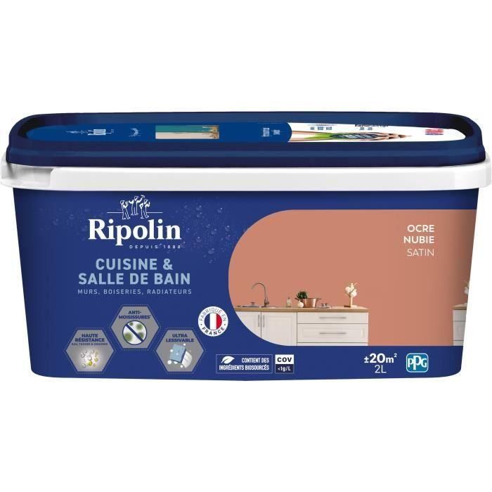 Pintura paredes, carpintería, techos, radiadores - RIPOLIN - Cocina y baño - 2 L - Ocre Nubia