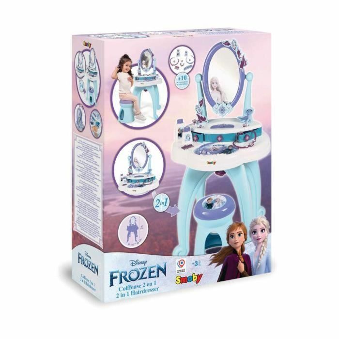 Smoby Tocador 2 en 1 Frozen Elsa y Anna - Mesa Vestidor Infantil con Diseño Temático y Colores de Disney, Práctico y Compacto 1