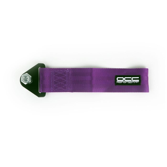 OCC Motorsport OCCRC012 Cinta de Remolque Morada de Nylon con Gancho de Acero, 3000kg, 25x5cm, Uso Racing y Particular