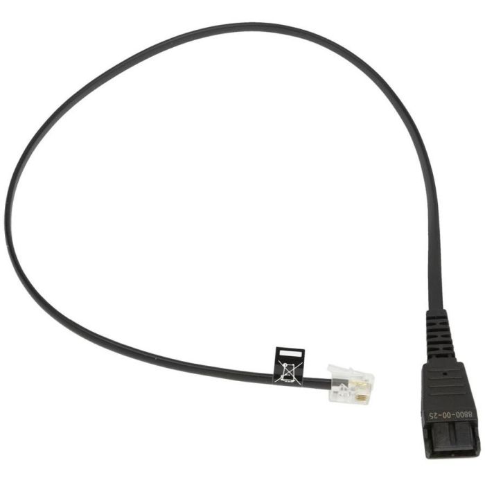 Jabra 8800-00-25 Cable QD a RJ10 recto 0.5m para Siemens. Conector macho en ambos extremos.