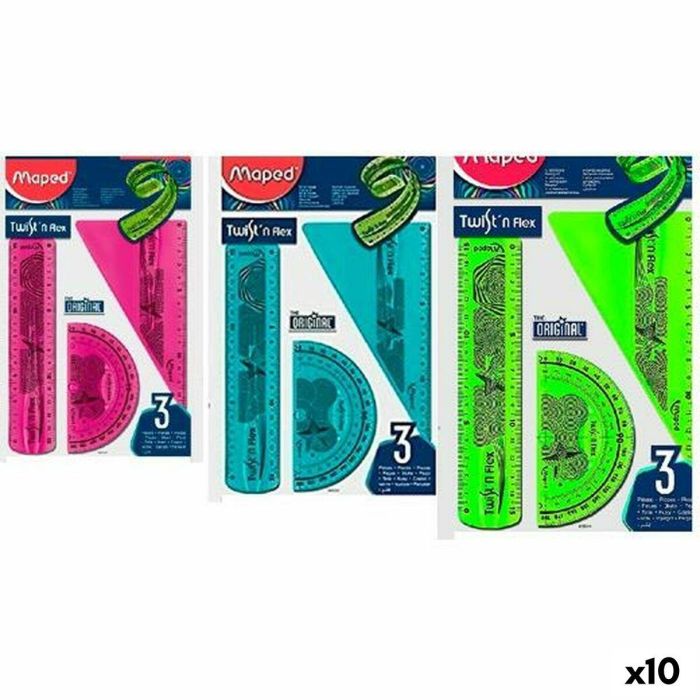 Set de reglas Maped Twist'n Flex Original 3 Piezas 10 Unidades Set de reglas Maped Twist'n Flex Original 3 Piezas 10 Unidades