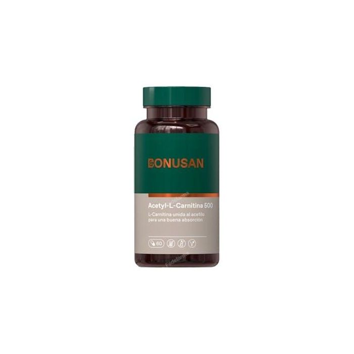 BONUSAN Acetyl L-Carnitina 500 mg 60 Vcaps - Aminoácido L-carnitina para personas mayores, liposoluble, buena absorción