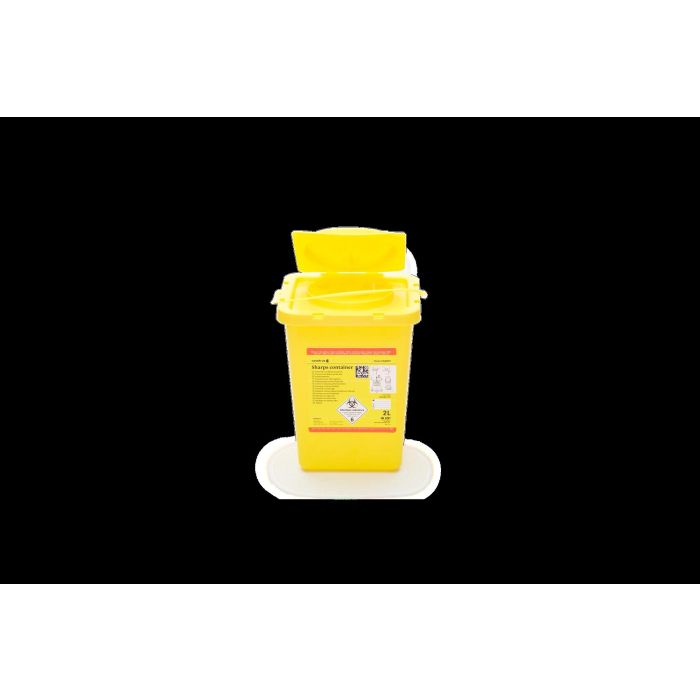 Covetrus Contenedor de Objetos Punzantes 2 L, Tapa con Seccionador de Aguja Universal, Apilable, para Eliminación Segura de Residuos Clínicos