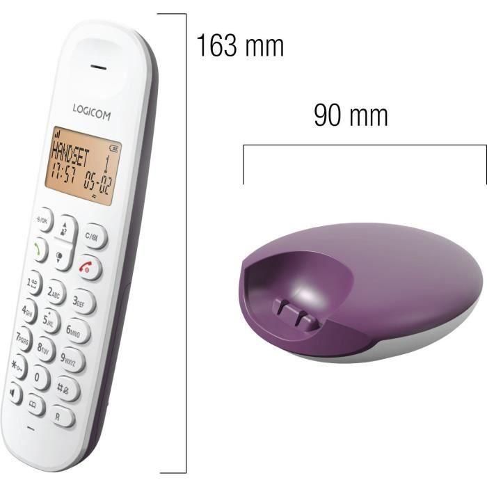 Teléfono fijo inalámbrico - LOGICOM - DECT ILOA 150 SOLO - Berenjena - Sin contestador automático 1