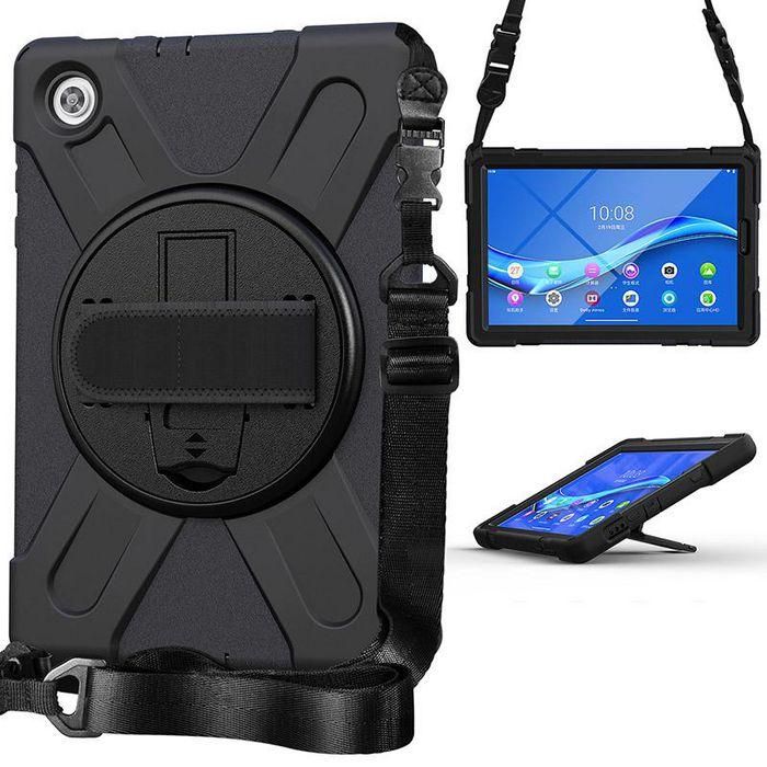 eSTUFF Funda AUSTIN Defender para Lenovo TAB M10 HD 2ª Gen (TB-X306X) Negra, Resistente a Golpes, Soporte 360º, Correa de Mano y Hombro 1