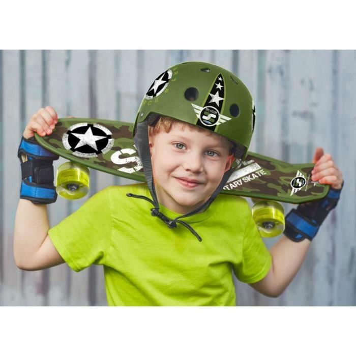 Stamp Casco Skate Bicicleta Patines Scooter Military Star Talla 53-57 cm Ajuste Rueda Carcasa ABS/EPS Negro Ventilación 2