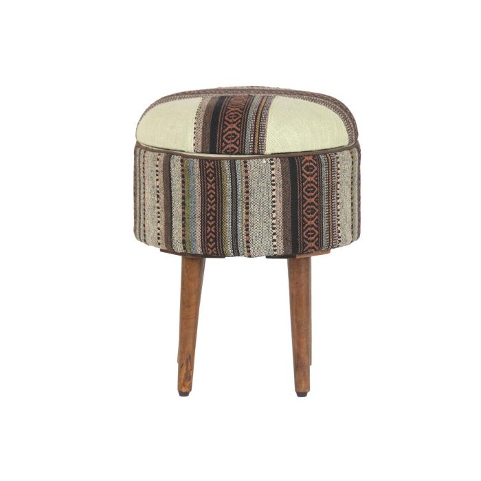 DKD Home Decor Reposapiés Alpino Algodón y Mango Multicolor con Tapa 40 x 40 x 45 cm 6