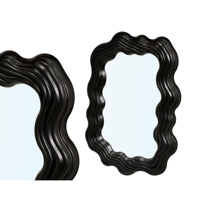 Giftdecor Espejo de Plástico Negro Redondo 45 cm (Set de 12)