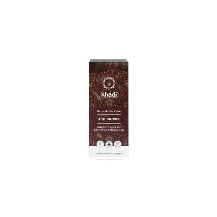 KHADI Tinte Herbal Color Castaño Ceniza 100g - Ecológico, Vegano, Sin Amoníaco para Brillo y Volumen