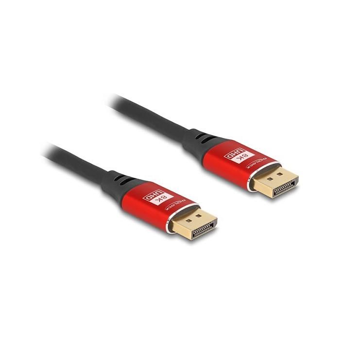 DeLOCK Cable DisplayPort 1.4 8K 60 Hz 1 m Rojo Metall, 7680 x 4320, HBR3, Blindaje Magnético, Conectores Chapados en Oro