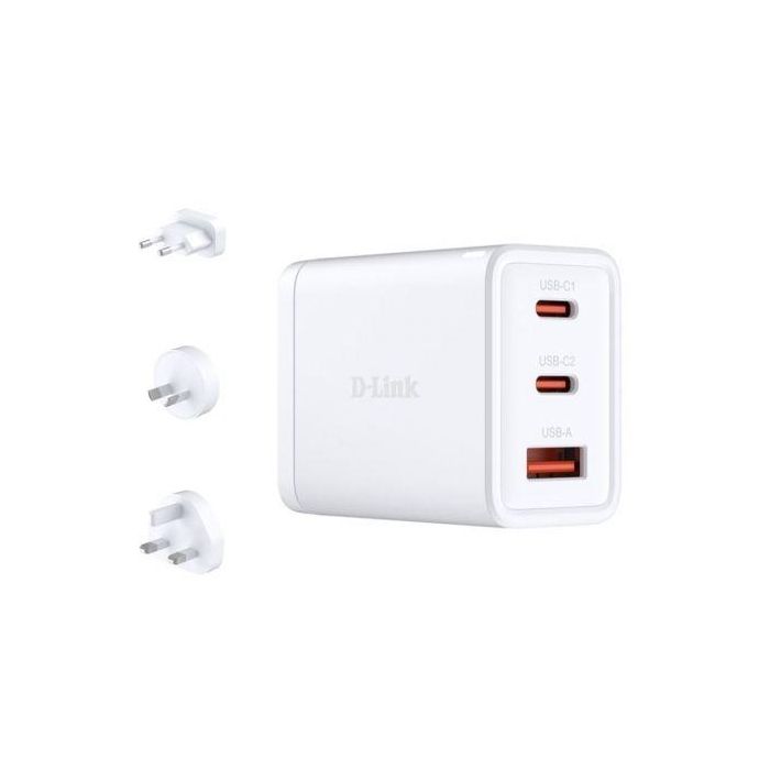 D-Link Cargador de Pared GaN DCP-651 65W 2x USB-C 1x USB-A