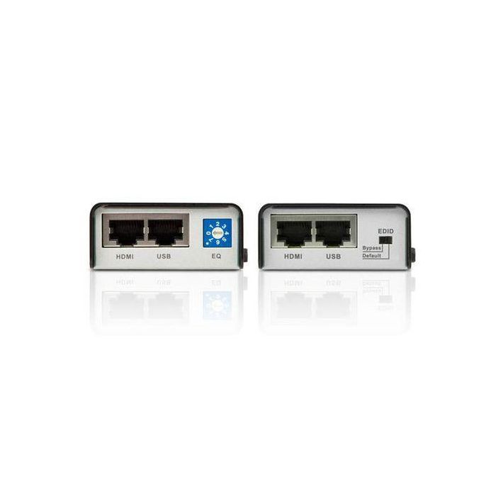 Aten VE803-AT-G Extensor HDMI + USB sobre Cat5e, Transmisor y Receptor AV, 60m, Negro, Gris 1