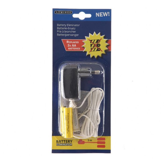 Lumineo Eliminador de Pilas 4.5V para Interior, Equivalente a 3 x AA, Cable de 3m, 220/240V