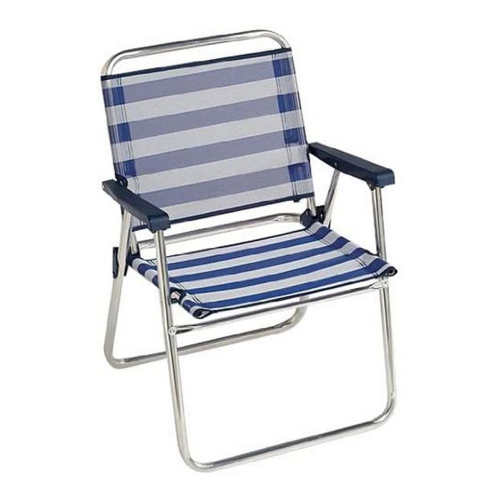 Silla playa aluminio fija con respaldo bajo color a rayas 57x78x57 cm