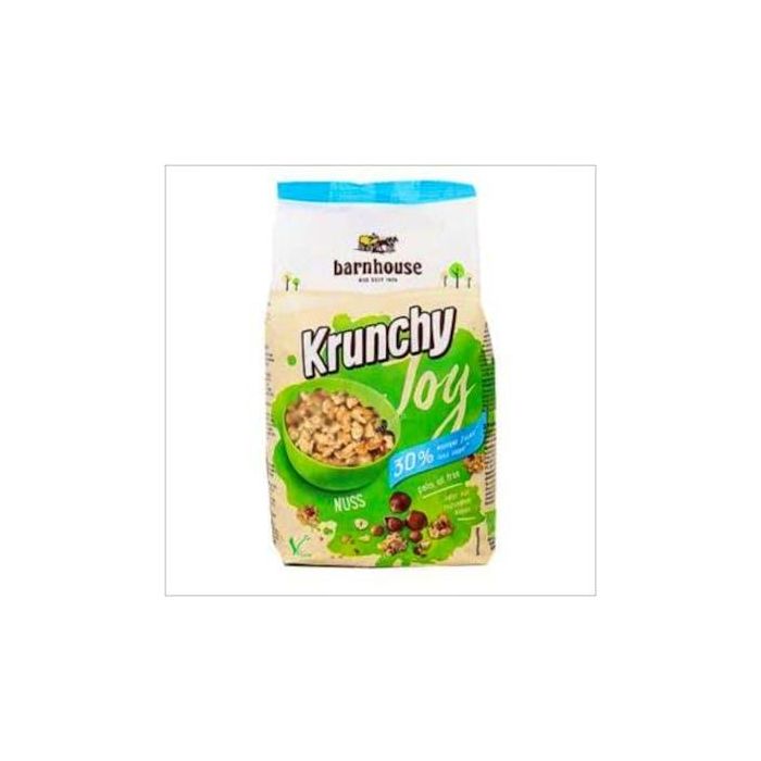 BARNHOUSE Muesli Krunchy Joy Avellanas Bio S/A 375g. Hojuela de Avena Integral para Desayunos Veganos