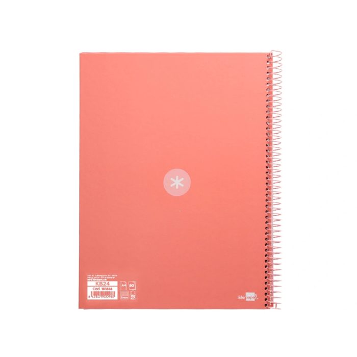 Antartik Cuaderno espiral A4 micro rosa claro, tapa forrada, 80h, 90 gr, cuadro 5mm, 4 taladros 2
