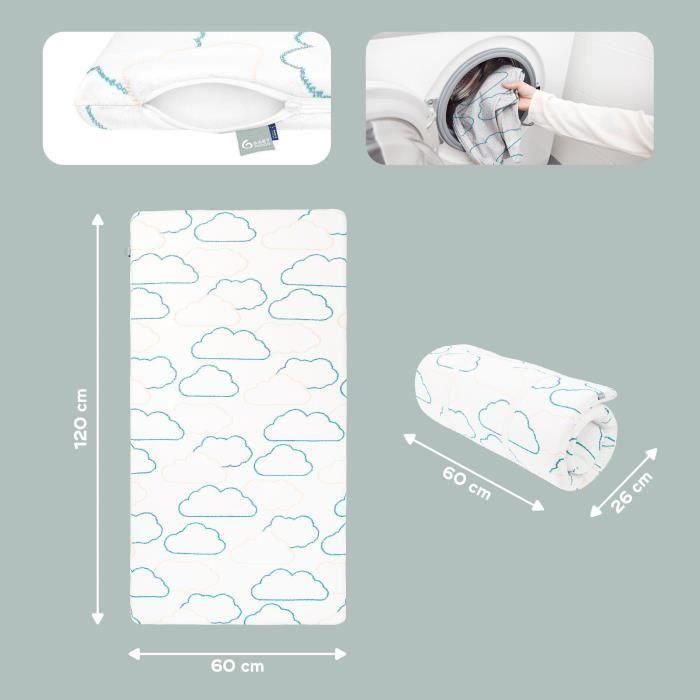 Babymoov Colchón de viaje Cosy'Lite Nomad 60x120cm - Plegable, Certificado Oeko-Tex 100, Tejido Reciclado y Funda Lavable, con Bolsa Transporte 5 Babymoov Colchón de viaje Cosy'Lite Nomad 60x120cm - Plegable, Certificado Oeko-Tex 100, Tejido Reciclado y Funda Lavable, con Bolsa Transporte 5