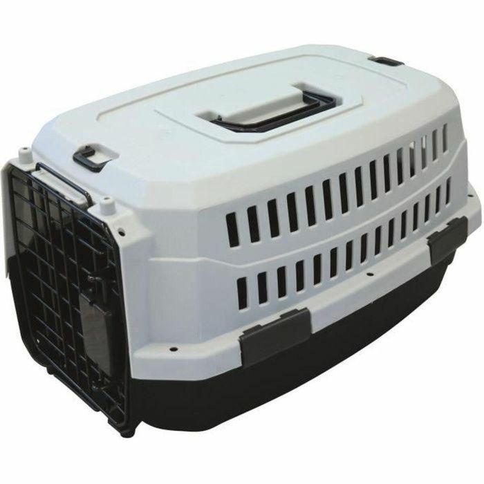 M-PETS Estuche de transporte de plástico ligero Viaggio Carrier XS para perros y gatos - 48.3x32x25.4cm - Negro y gris