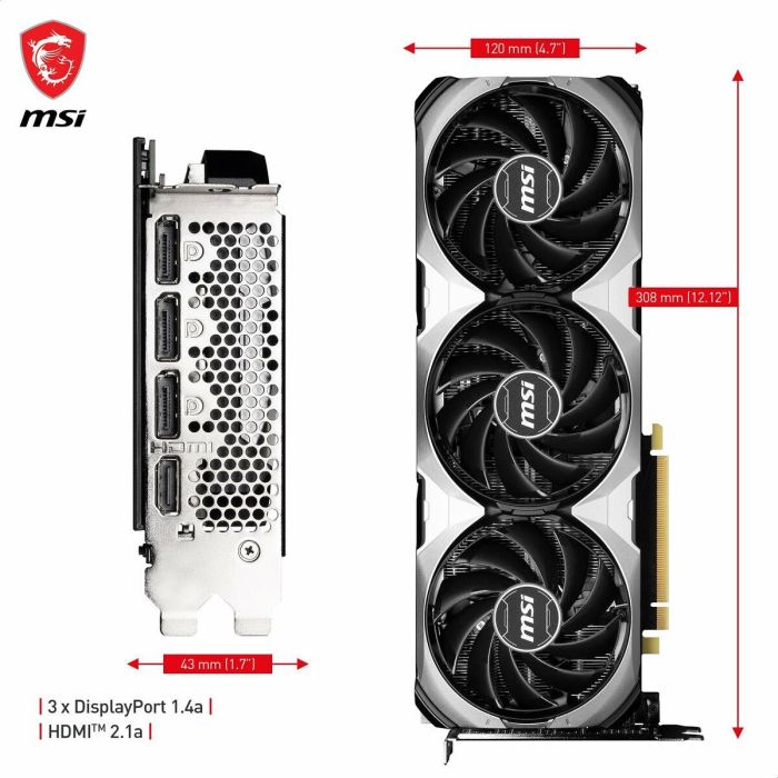 Tarjeta Gráfica MSI VGAMISNVDM216 GEFORCE RTX 4070 RTX 4070 SUPER 12 GB GDDR6 GDDR6X 2