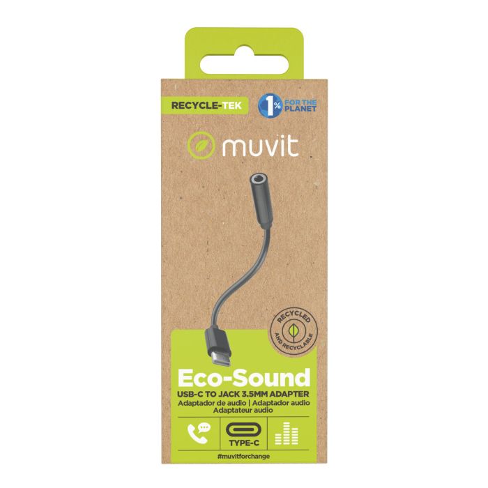 muvit for change adaptador Tipo C a Jack 3.5mm negro 4