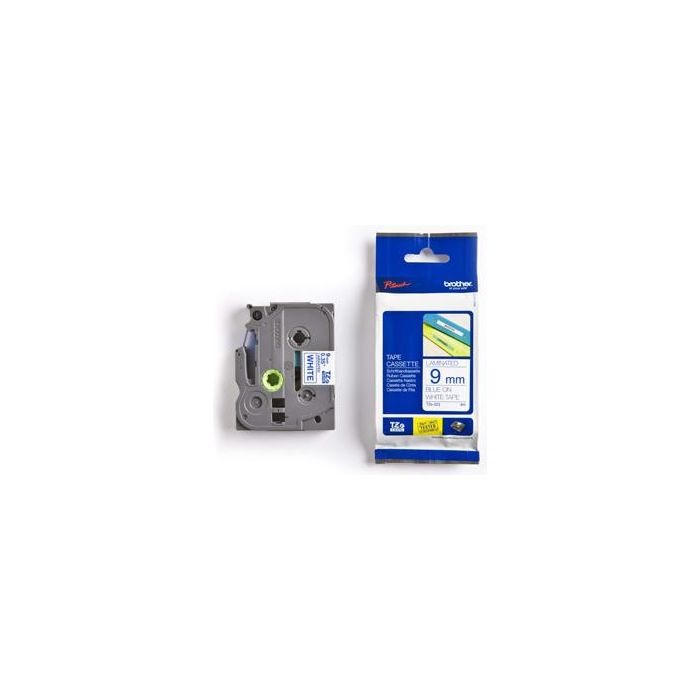 BROTHER Cinta laminada blanco/azul 9mm