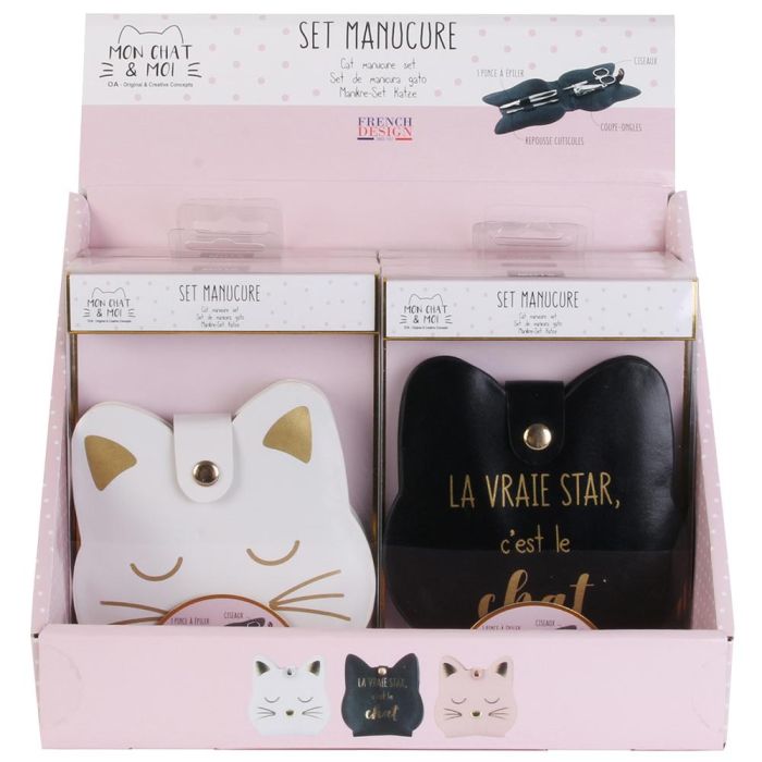 The Concept Factory Juego de Manicura Gato con Estuche Incluye Cortaúñas, Pinzas, Arregla-cutículas y Tijeras 3