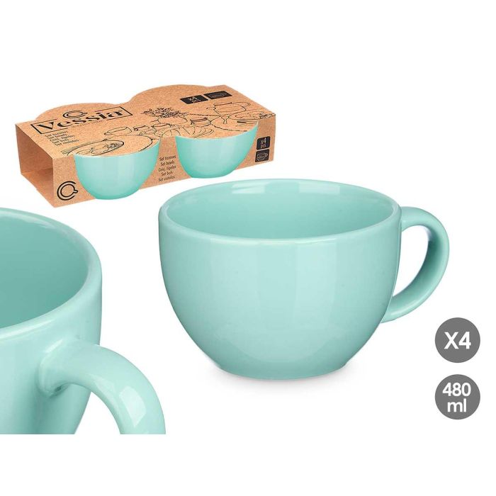 Set 4 Tazones Menta 480Ml Vessia 29X8CM (8 Unidades) Set 4 Tazones Menta 480Ml Vessia 29X8CM (8 Unidades)