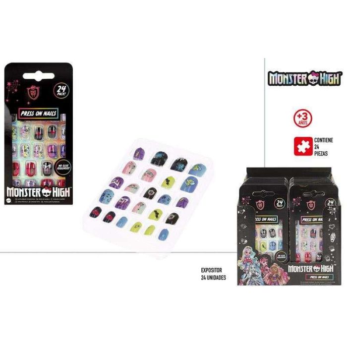 Set 24 uñas postizas monster high 1 Set 24 uñas postizas monster high 1
