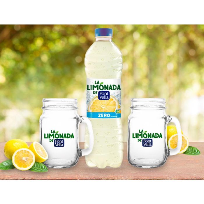 Agua Mineral Natural Font Vella Limonada Zero Con Zumo De Limon Botella 1,25 L 3