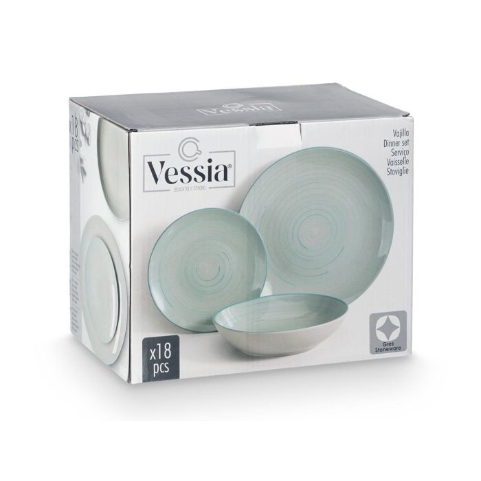 Set Vajilla 18 Pcs Espiral Azul Vessia 34X28CM (2 Unidades) 1 Set Vajilla 18 Pcs Espiral Azul Vessia 34X28CM (2 Unidades) 1