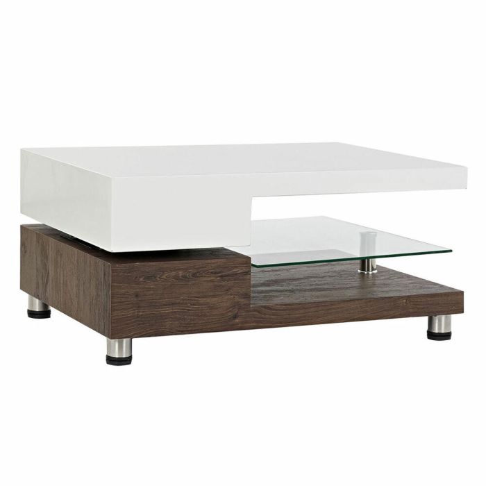 Mesa de Centro DKD Home Decor 80 x 60 x 38 cm Cristal Aluminio Madera MDF 2