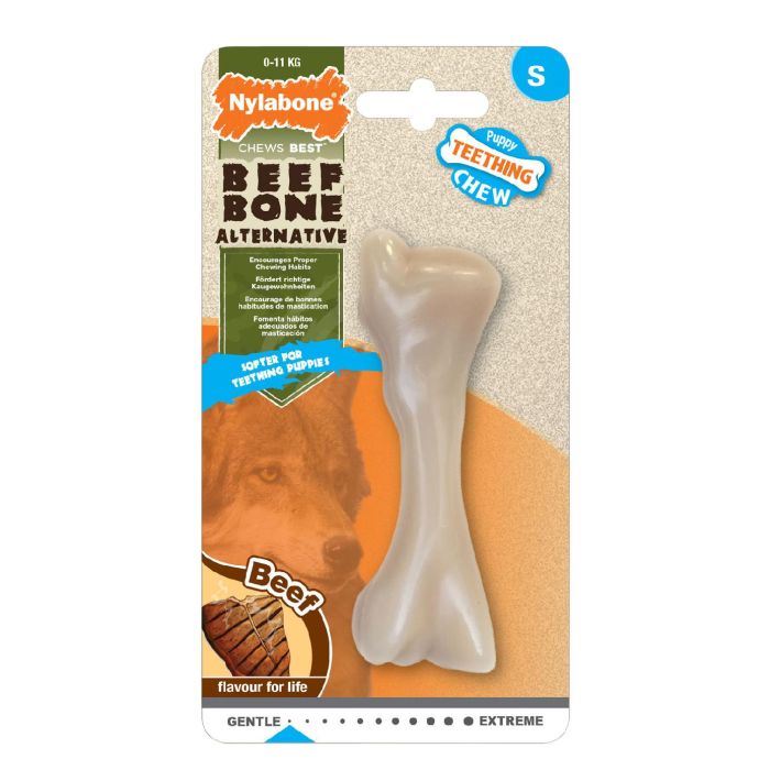 Nylabone Hueso Mordedor No Comestible Talla S Sabor Ternera para Cachorros hasta 11kg | Alternativa Segura Sin Astillas 1 Nylabone Hueso Mordedor No Comestible Talla S Sabor Ternera para Cachorros hasta 11kg | Alternativa Segura Sin Astillas 1
