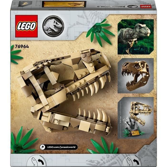 LEGO 76964 Jurassic World Fósil Cráneo T. Rex Juguete de Construcción para Exponer con Mandíbula Móvil, Ámbar y Huella 5