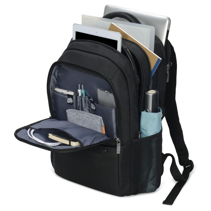 DICOTA Eco Backpack SELECT Mochila para portátil de 17.3 pulgadas, compartimento para portátil, hecha con materiales reciclados, unisex, negro 10