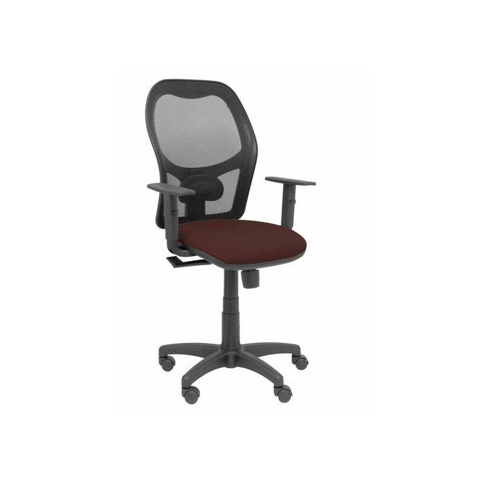 Silla Piqueras Y Crespo Alocen Brazos Regulables Mecanismo Sincro Refuerzo Lumbar Ruedas Nylon Respaldo Malla Negra Transpirable Y Asiento Tapizado Bali Marron Oscuro