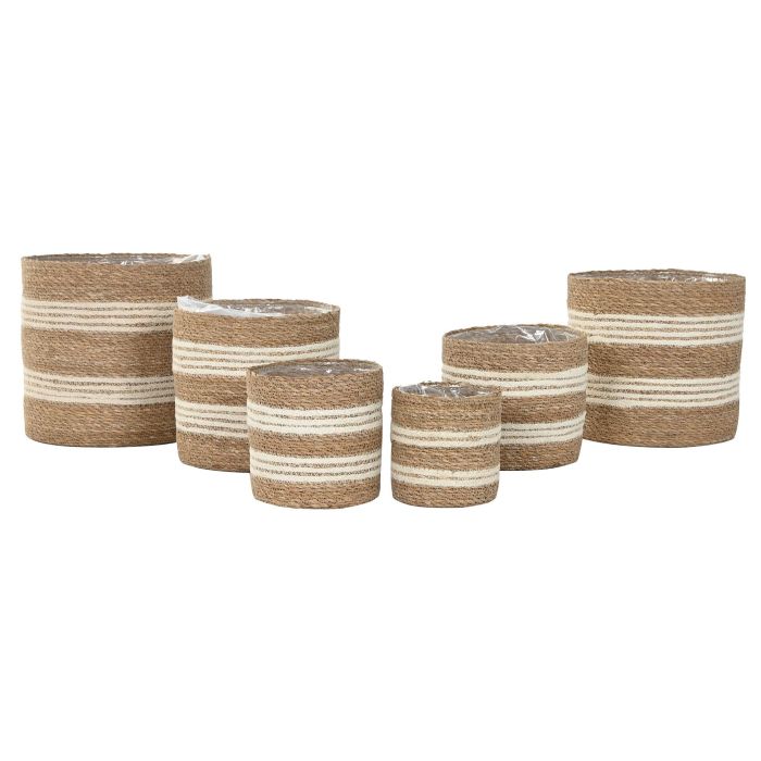 Macetero Boho DKD Home Decor Natural Blanco 29 x 28 x 29 cm Set de 6 (2 Unidades) 3 Macetero Boho DKD Home Decor Natural Blanco 29 x 28 x 29 cm Set de 6 (2 Unidades) 3