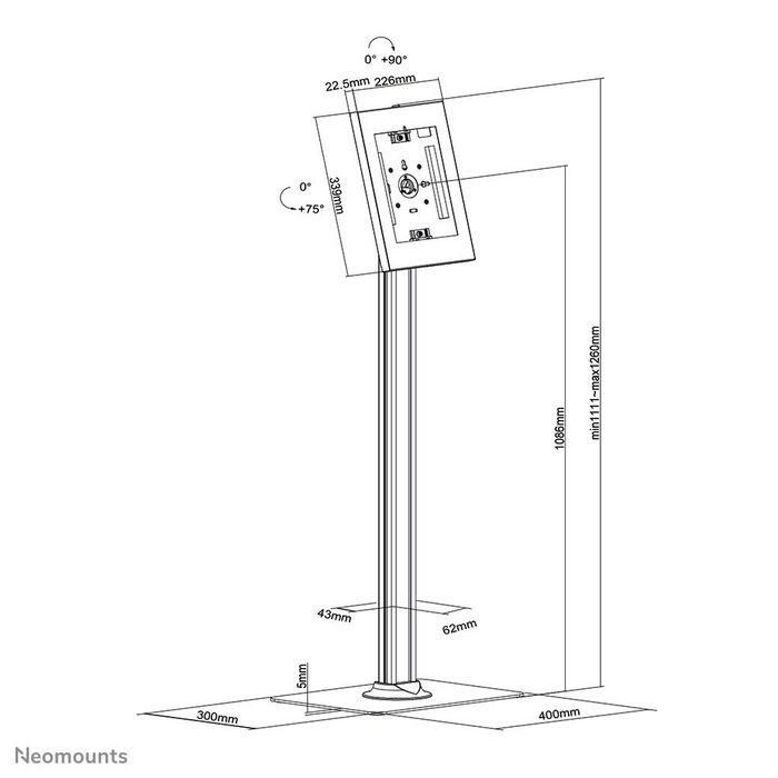 Neomounts FL15-650WH1 Tablet floor stand 9.7-11" - lockable, 27.9 cm (11"), 24.6cm (9.7"), White, Steel, 0 - 75°, 90° 10 Neomounts FL15-650WH1 Tablet floor stand 9.7-11" - lockable, 27.9 cm (11"), 24.6cm (9.7"), White, Steel, 0 - 75°, 90° 10