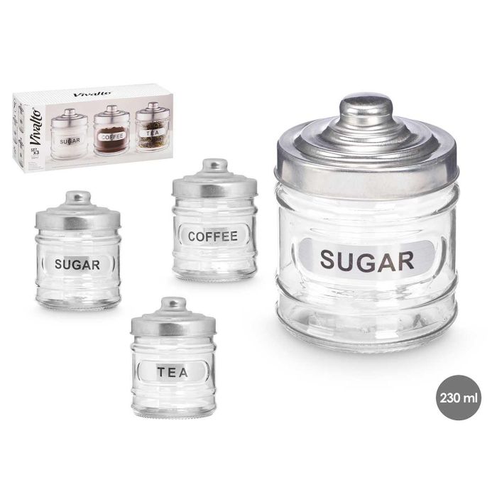 Set 3 Tarros Vidrio Tapa Aluminio 350Ml Vivalto 26X11CM (12 Unidades) Set 3 Tarros Vidrio Tapa Aluminio 350Ml Vivalto 26X11CM (12 Unidades)