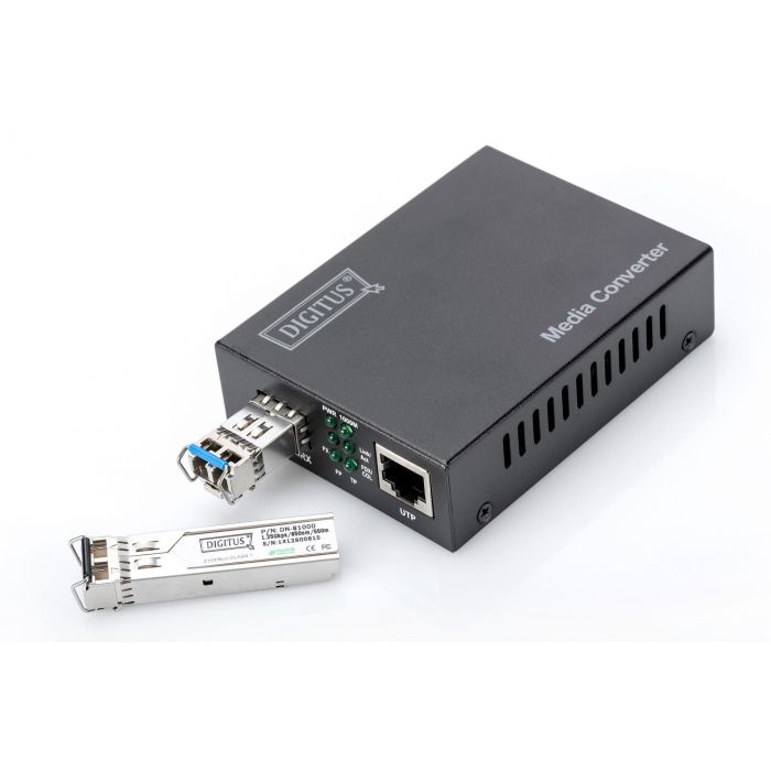 Digitus Convertidor de Medios Gigabit Ethernet, con Ranura SFP Abierta, para Conversión de Señales de Red de Cobre a Fibra Óptica, Sin Módulo SFP 1