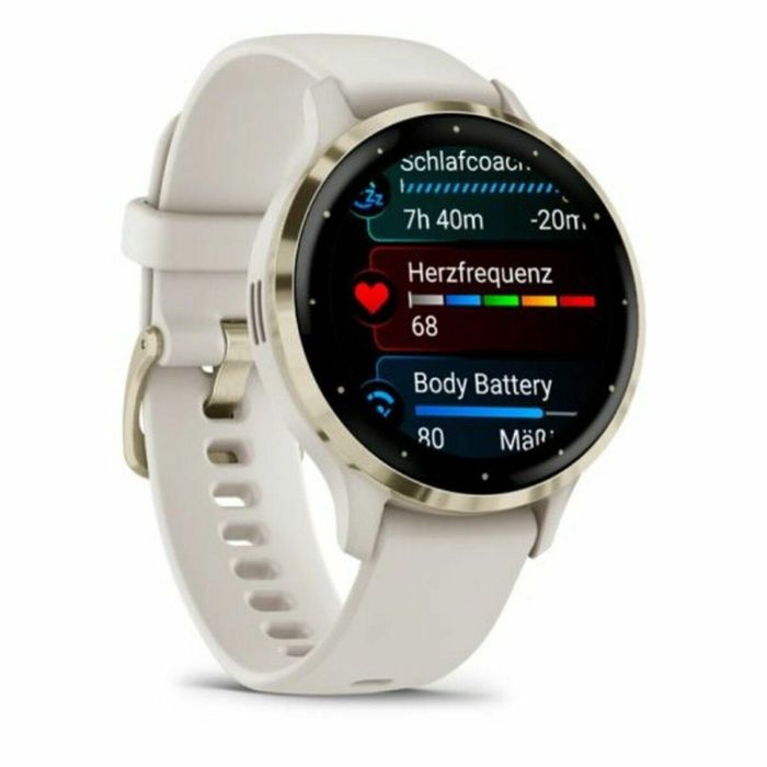 Garmin AAAAL87491 Reloj inteligente con GPS Venu 3S, 30,4 mm (1,2"), acero dorado suave, caja marfil, correa silicona marfil 25