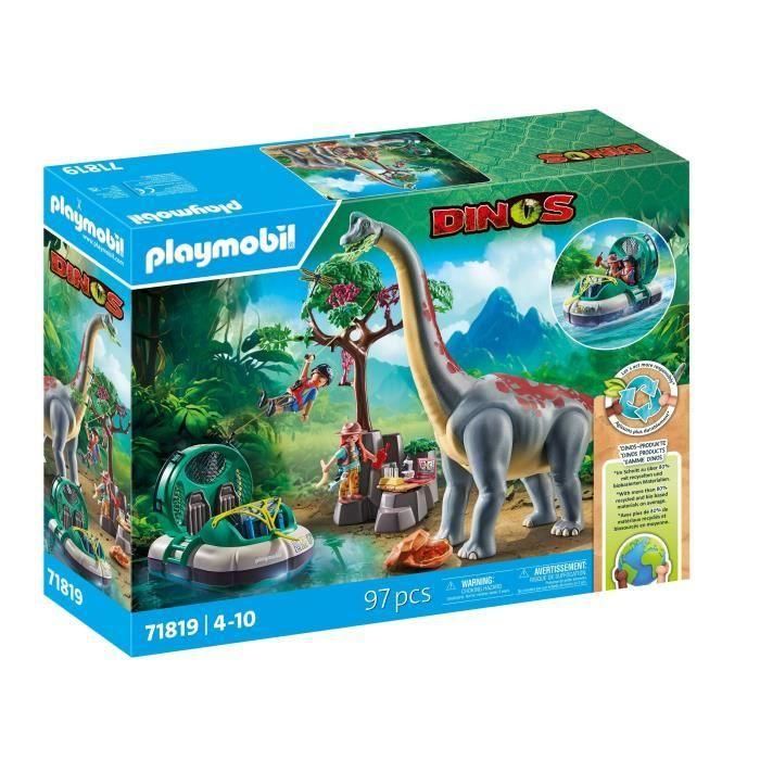 Playmobil 71819 Brachiosaurus, Exploradores, Aerodeslizador